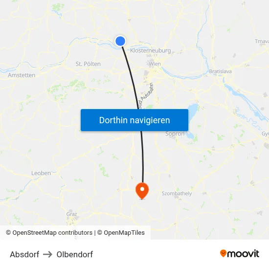 Absdorf to Olbendorf map