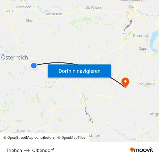Trieben to Olbendorf map