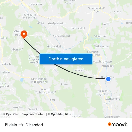 Bildein to Olbendorf map