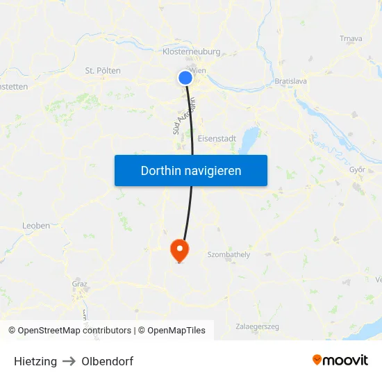 Hietzing to Olbendorf map