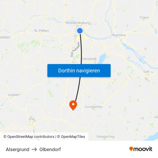 Alsergrund to Olbendorf map