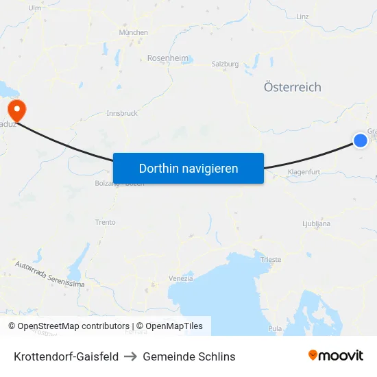 Krottendorf-Gaisfeld to Gemeinde Schlins map