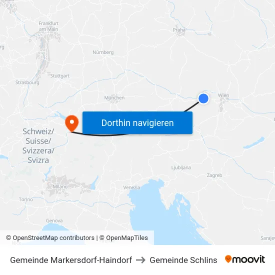 Gemeinde Markersdorf-Haindorf to Gemeinde Schlins map