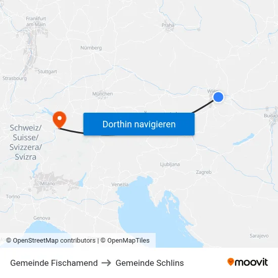 Gemeinde Fischamend to Gemeinde Schlins map