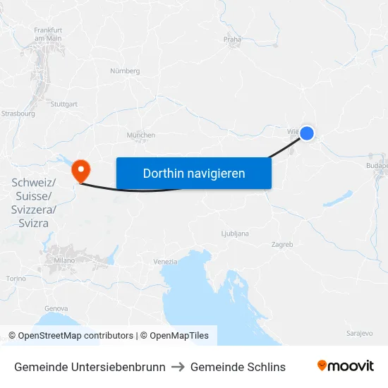 Gemeinde Untersiebenbrunn to Gemeinde Schlins map
