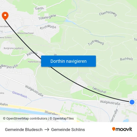 Gemeinde Bludesch to Gemeinde Schlins map
