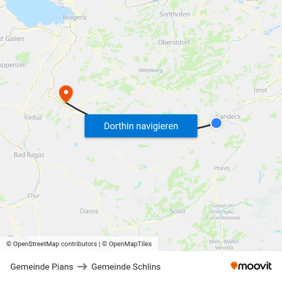Gemeinde Pians to Gemeinde Schlins map
