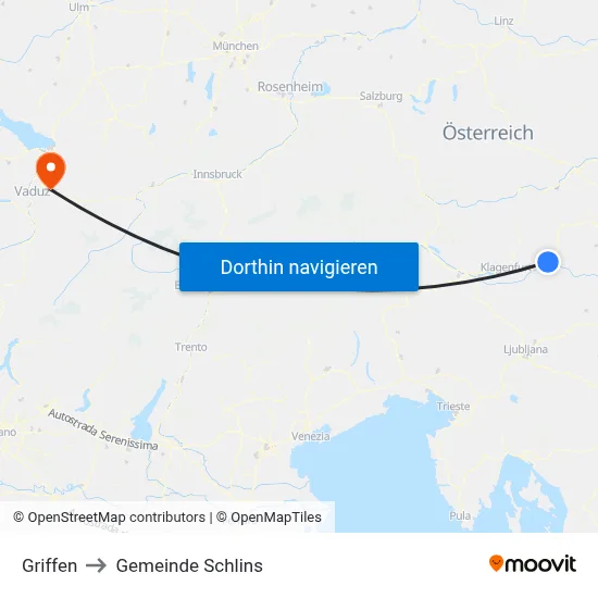 Griffen to Gemeinde Schlins map