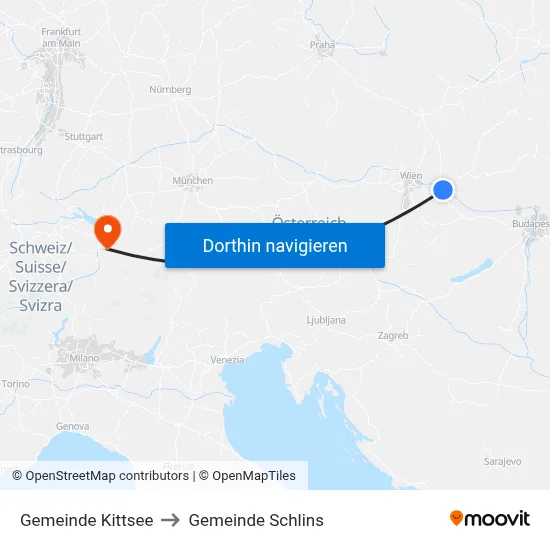 Gemeinde Kittsee to Gemeinde Schlins map