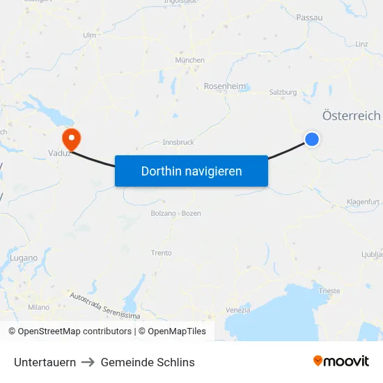 Untertauern to Gemeinde Schlins map