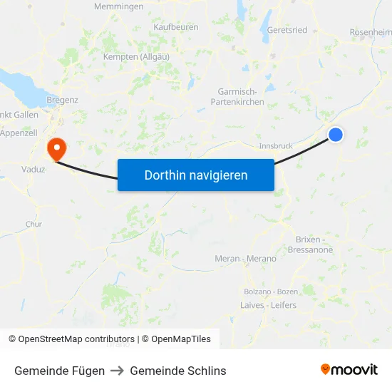 Gemeinde Fügen to Gemeinde Schlins map