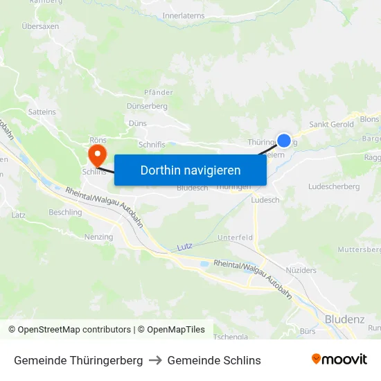 Gemeinde Thüringerberg to Gemeinde Schlins map