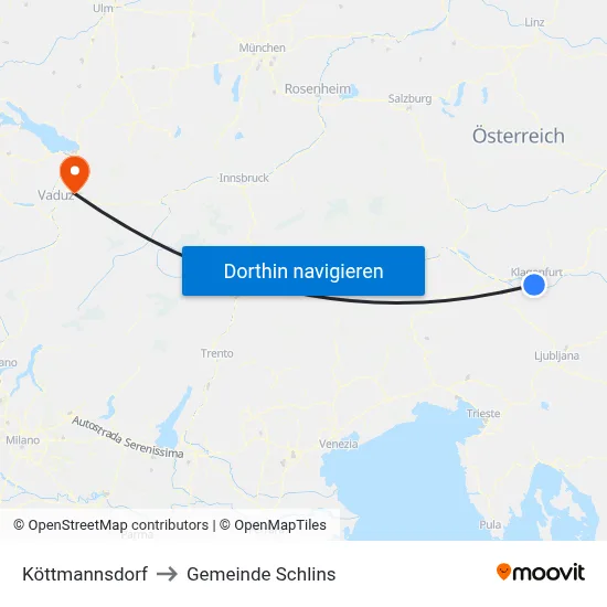 Köttmannsdorf to Gemeinde Schlins map