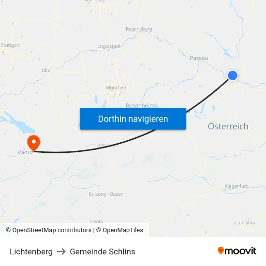 Lichtenberg to Gemeinde Schlins map