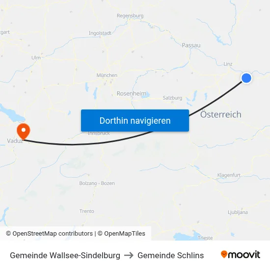 Gemeinde Wallsee-Sindelburg to Gemeinde Schlins map