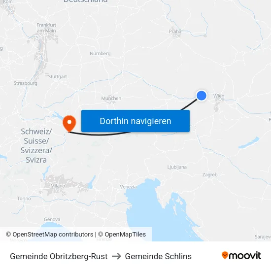 Gemeinde Obritzberg-Rust to Gemeinde Schlins map