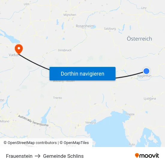 Frauenstein to Gemeinde Schlins map