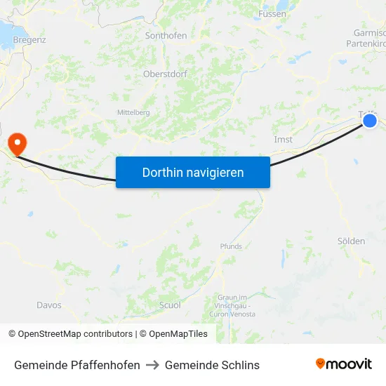 Gemeinde Pfaffenhofen to Gemeinde Schlins map
