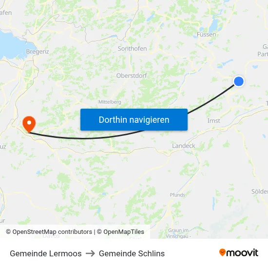 Gemeinde Lermoos to Gemeinde Schlins map