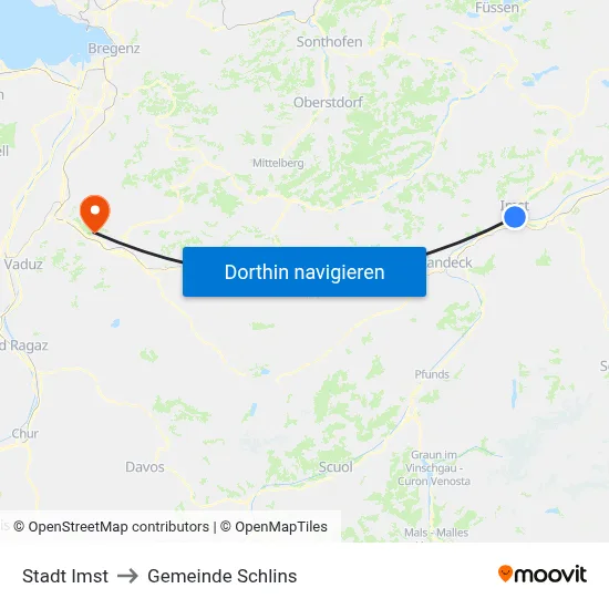 Stadt Imst to Gemeinde Schlins map