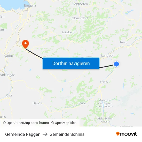 Gemeinde Faggen to Gemeinde Schlins map