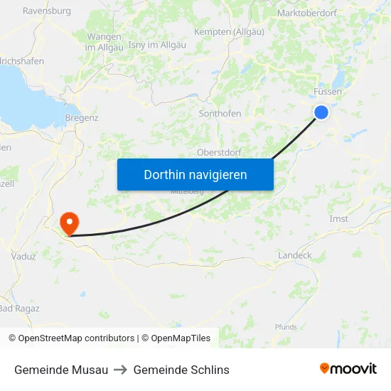 Gemeinde Musau to Gemeinde Schlins map