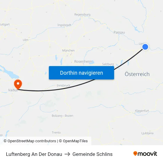 Luftenberg An Der Donau to Gemeinde Schlins map