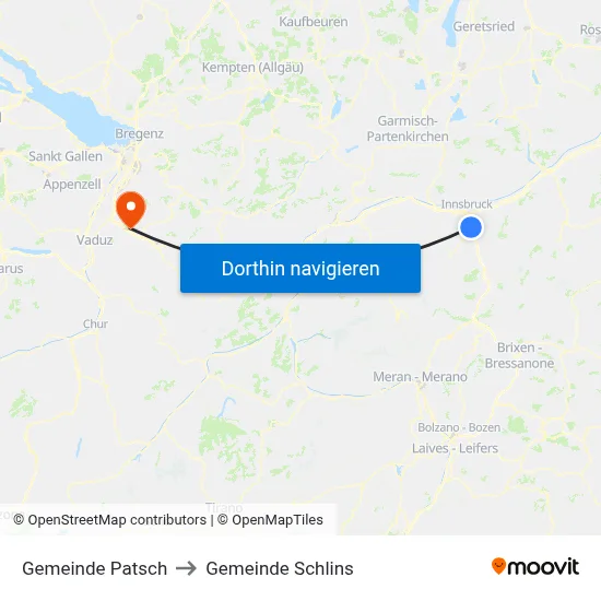 Gemeinde Patsch to Gemeinde Schlins map