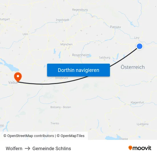 Wolfern to Gemeinde Schlins map