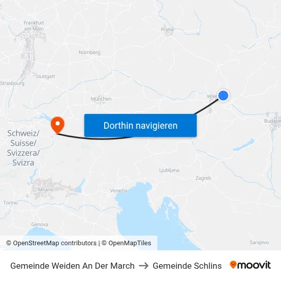 Gemeinde Weiden An Der March to Gemeinde Schlins map