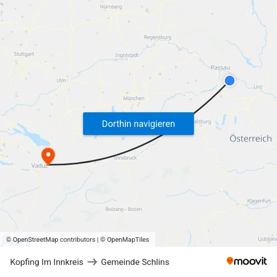Kopfing Im Innkreis to Gemeinde Schlins map