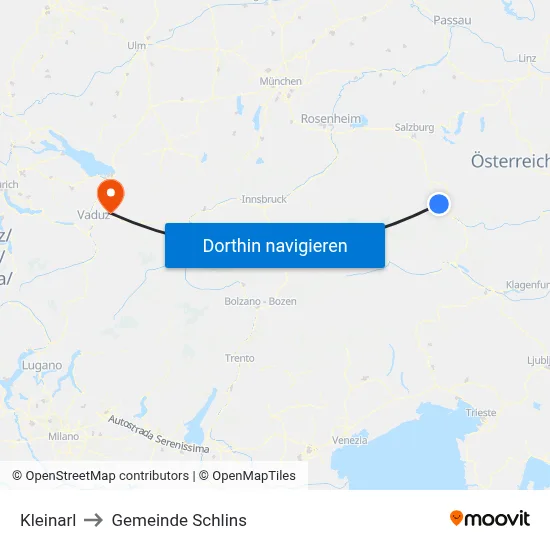 Kleinarl to Gemeinde Schlins map