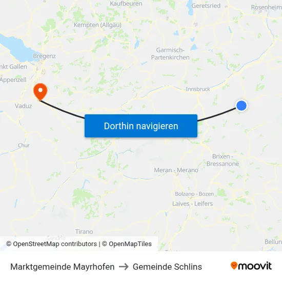 Marktgemeinde Mayrhofen to Gemeinde Schlins map