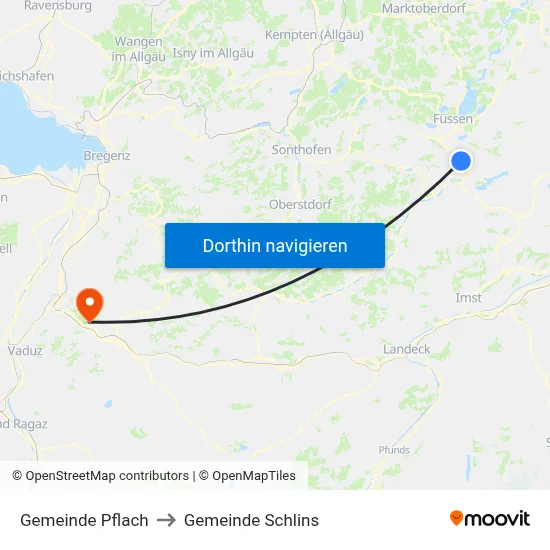 Gemeinde Pflach to Gemeinde Schlins map