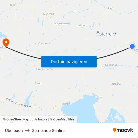 Übelbach to Gemeinde Schlins map