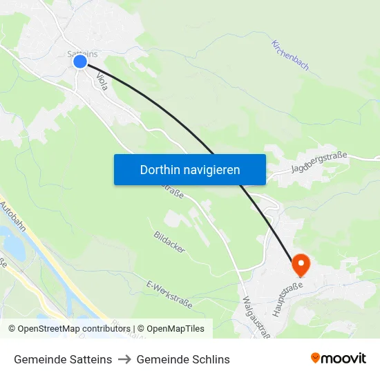 Gemeinde Satteins to Gemeinde Schlins map