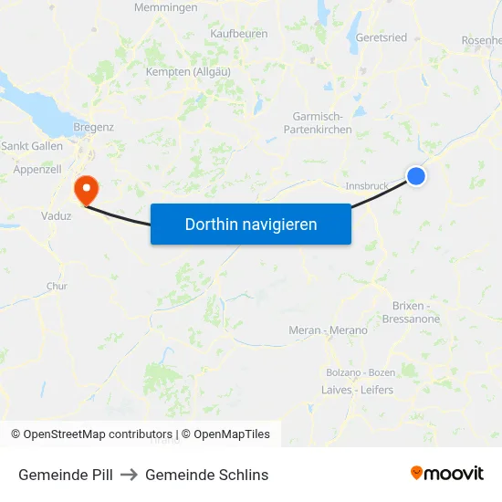 Gemeinde Pill to Gemeinde Schlins map