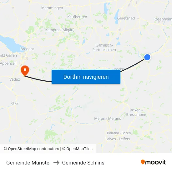 Gemeinde Münster to Gemeinde Schlins map