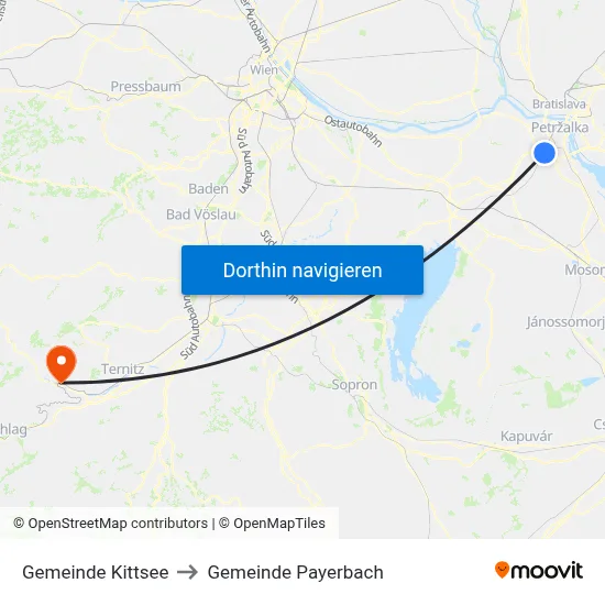 Gemeinde Kittsee to Gemeinde Payerbach map