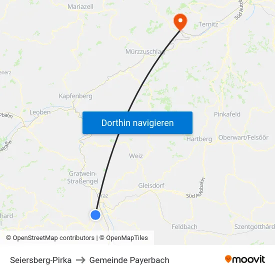 Seiersberg-Pirka to Gemeinde Payerbach map