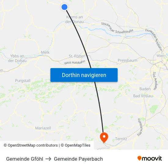 Gemeinde Gföhl to Gemeinde Payerbach map