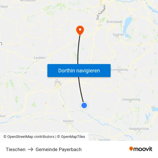 Tieschen to Gemeinde Payerbach map