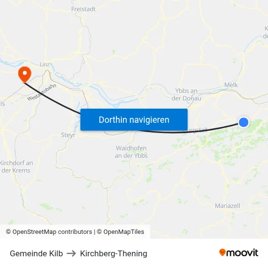 Gemeinde Kilb to Kirchberg-Thening map