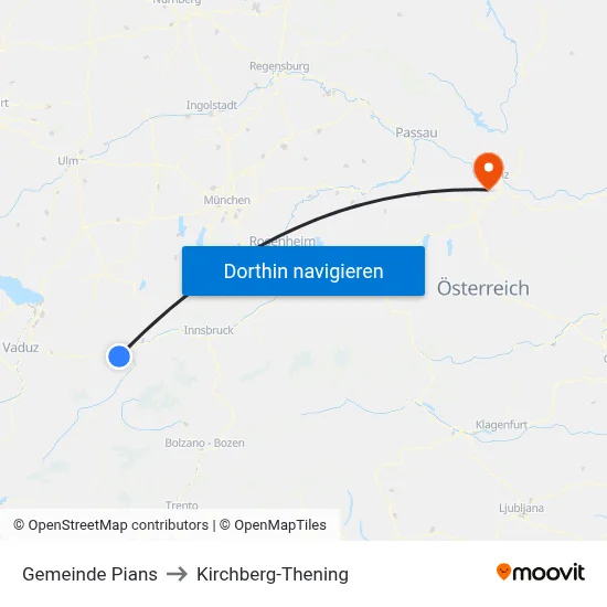 Gemeinde Pians to Kirchberg-Thening map