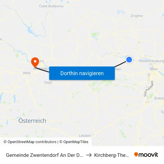 Gemeinde Zwentendorf An Der Donau to Kirchberg-Thening map
