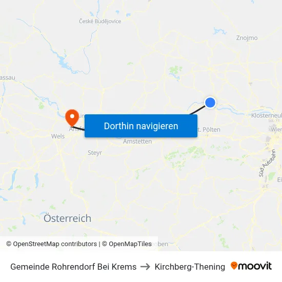 Gemeinde Rohrendorf Bei Krems to Kirchberg-Thening map