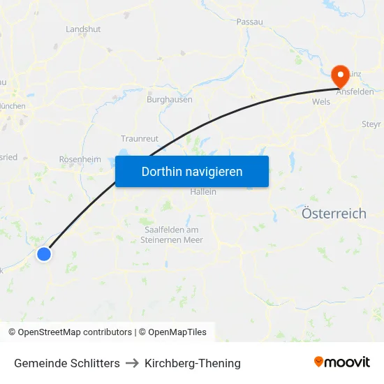Gemeinde Schlitters to Kirchberg-Thening map
