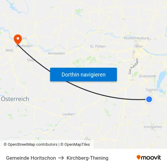 Gemeinde Horitschon to Kirchberg-Thening map
