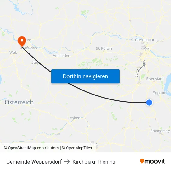 Gemeinde Weppersdorf to Kirchberg-Thening map