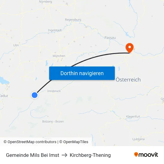 Gemeinde Mils Bei Imst to Kirchberg-Thening map